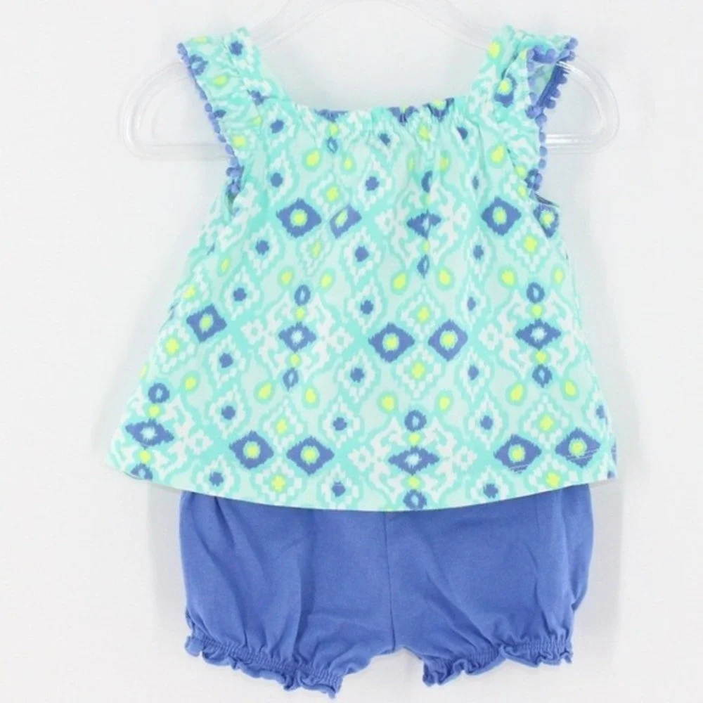 Carter's 2-Piece Outfit Set Ikat Print Top and Bloomers 6 Months‎ Purple Teal